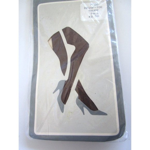 David Jason Fashion Hosiery/Panty Hose Canada Reinforced Toe Taupe Tall 3000 VTG - Picture 3 of 6